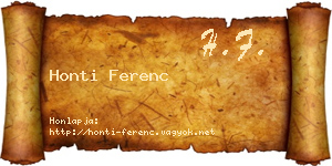 Honti Ferenc névjegykártya